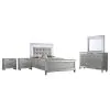 New Classic 02-9698S-35N New Classic 02-9698S-35N Valentino - 5/0 Queen 5 Piece Bedroom Set (Bed & Dresser & Mirror & 2 Nightstands) - Silver