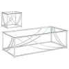 Coaster Fine Furniture 720498-S2 Lille - 2 Piece Glass Top Coffee And End Table Set - Chrome
