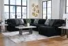 Ashley Furniture 98103S3 Midnight-Madness - 4-Piece Sectional With Raf Corner Chaise - Onyx