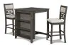 New Classic D1701-32S-GRY Gia - Counter Table With 2 Chairs & Storage Shelf - Gray