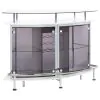 CoasterEssence 182235 Gideon - Curved Glass Top Home Bar Cabinet - White High Gloss