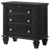 CoasterEssence 201322 Sandy Beach - 3-Drawer Nightstand - Black