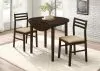 CoasterEveryday 130005 Bucknell - 3 Piece Round Drop Leaf Dining Table Set - Cappuccino