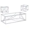 Coaster Fine Furniture 720498-S3 Lille - 3 Piece Glass Top Coffee End Sofa Table Set - Chrome