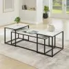 New Classic T3763-3P Vetra - Faux Marble 3 Piece Occasional Set - (Coffee & 2 End Tables) - Black / White