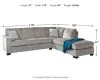 Ashley Furniture 87214S3 Ashley Furniture 87214S3 Altari - Right Arm Facing Corner Chaise With Sleeper 2 Pc Sectional - Alloy
