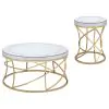 Coaster Fine Furniture 710368-S2 Elise - 2 Piece Round Mirror Top Coffee And End Table Set - Gold