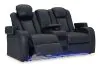 Ashley Furniture 3660318 Fyne-Dyme - Power Reclining Loveseat with Console/Adj Hdrst - Sapphire