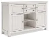 Ashley Furniture D642/32/124(3)/60 Ashley Furniture D642/32/124(3)/60 Robbinsdale - 8 Pc. - Rectangular Counter Height Dining Extension Table, 6 Barstools, Server - Antique White