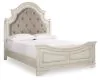 Ashley Furniture B743B2 Realyn - Queen Upholstered Panel Bed - Chipped White