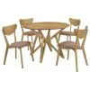 Coaster Fine Furniture 108440-S5 Elowen - 5 Piece Round Solid Wood Dining Set - Light Walnut
