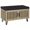 Coaster Fine Furniture 915154 Brixton - 2-Door Padded Entryway Shoe Storage Bench - White Oak