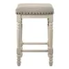 ACME 77182 Tasnim - Counter Height Stool (Set of 2) - Tan Fabric & Antique White