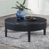 New Classic T3881-10 Tate - Round One Drawer Coffee Table - Black