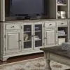 Liberty Furniture 498-TV68 Morgan Creek - Entertainment TV Stand - Antique White / Wirebrushed Tobacco Accents