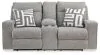 Ashley Furniture 9050318 Biscoe - Power Reclining Loveseat With Console /Adj Headrest - Pewter