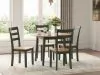 Ashley Furniture D401/15/01(2) Ashley Furniture D401/15/01(2) Gesthaven - 5 Pc. - Round Dining Room Drop Leaf Table, 4 Side Chairs - Natural / Green