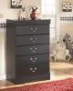 Ashley Furniture B128/31/36/46/77/74/98 Huey Vineyard - 6 Pc. - Dresser, Mirror, Chest, Queen Sleigh Bed - Black