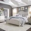 Liberty Furniture 652-BR-KPSDMN Liberty Furniture 652-BR-KPSDMN Farmhouse Reimagined - 4 Piece Bedroom Set (King Poster Bed, Dresser & Mirror, Nightstand) - Antique White / Chestnut Tops