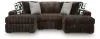 Ashley Furniture 98104S17 Ashley Furniture 98104S17 Midnight-Madness - 3-Piece Double Chaise Sectional With Armless Chair - Chocolate