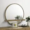 CoasterElevations 224308 Arini - Round Vanity Wall Mirror With Shelf - Sand Wash