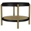 Coaster Fine Furniture 706197 Arini - Round End Side Table With Storage Shelf - Black