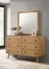 Coaster Fine Furniture 225093M Robyn - 6-Drawer Bedroom Dresser And Mirror - Light Ash