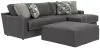 Jackson Furniture Industries 5045/63/76/28-28 Jackson Furniture Industries 5045/63/76/28-28 Minori - Italian Leather 2 Piece Sofa / Chaise With RSF Chaise And Cocktail Ottoman - Steel