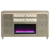 Coaster Fine Furniture 222663FB Lorient - 8-Drawer LED Bedroom Flame Box Dresser - Ivory Camel