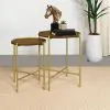Coaster Fine Furniture 936168 Malka - 2 Piece Round Wood Nesting Table - Dark Brown And Gold
