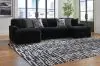 Ashley Furniture 98103/16/34/17/08 Midnight-Madness - 4 Pc. - 3-Piece Sectional With Laf And Raf Corner Chaises, Ottoman - Onyx