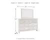 Ashley Furniture B181B8 Paxberry - Dresser, Mirror - Medallion Drawer Pulls - Whitewash