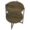 CoasterEssence 935993 Axel - Round Accent Table With Open Shelf - Natural And Gunmetal