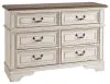 Ashley Furniture B743-21 Ashley Furniture B743-21 Realyn - Dresser - 6-drawer - White / Brown / Beige