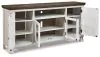 Ashley Furniture W814-68 Havalance - Extra Large TV Stand - 4 Doors - Brown / Beige