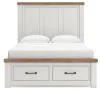 Ashley Furniture B4615B7 Ashley Furniture B4615B7 Savonport - Queen Panel Storage Bed With Storage Footboard - White / Brown