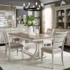 Liberty Furniture 652-DR-O5TRS Liberty Furniture 652-DR-O5TRS Farmhouse Reimagined - 5 Piece Trestle Table Set (Ladder-Back Upholstered Chairs) - Antique White / Chestnut Tops