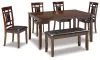 Ashley Furniture D384-325 Bennox - Dining Room Table Set (Set of 6) - Brown