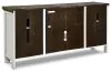 Ashley Furniture W814-68 Havalance - Extra Large TV Stand - 4 Doors - Brown / Beige