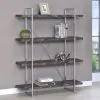 CoasterEssence 802613 Grimma - 4-Shelf Bookshelf - Rustic Gray And Chrome