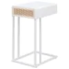 Coaster Fine Furniture 931632 Amherst - 1-Drawer Radio Weave Cane Metal Side Table - White