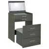 Coaster Fine Furniture 930210 Danbury - 3-Drawer Makeup Vanity & Stool Set - Gray High Gloss