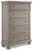 Ashley Furniture B733/31/36/46/54/77/96 Lettner - Queen Sleigh Bed - 6 Pc. - Dresser, Mirror, Chest, Queen Bed - Light Gray