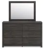 Ashley Furniture PCB2108B1 Hollivern - Dresser And Mirror - Dark Gray