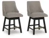 Ashley Furniture D618-224 Neymorton - Upholstered Swivel Barstool (Set of 2) - Dark Grayish Brown
