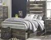 Ashley Furniture B211B11 Ashley Furniture B211B11 Drystan - Twin Panel Bed With 4 Side Drawers - Brown / Beige