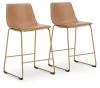 Ashley Furniture PCD373-330 Ciabori - Tall Upholstered Barstool (Set of 2) - Toast / Gold