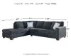 Ashley Furniture 87213S4 Ashley Furniture 87213S4 Altari - Left Arm Facing Corner Chaise With Sleeper 2 Pc Sectional - Slate