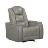 New Classic L3183A-13P2-LGY Breckenridge II - Glider Recliner With Power Headrest & Footrest - Light Gray