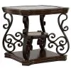 Coaster Fine Furniture 702448-S2 Laney - 2 Piece Glass Top Coffee And End Table Set - Dark Merlot
